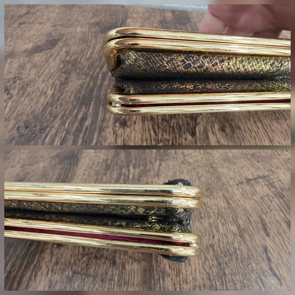 HOBO Lauren Wallet Clutch Iridescent Exotic Metallic Reptile Snake Print Leather - Picture 10 of 15